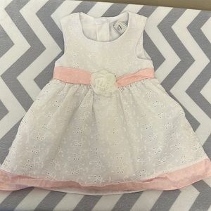 White Lace Cotton Dress - 6-9M